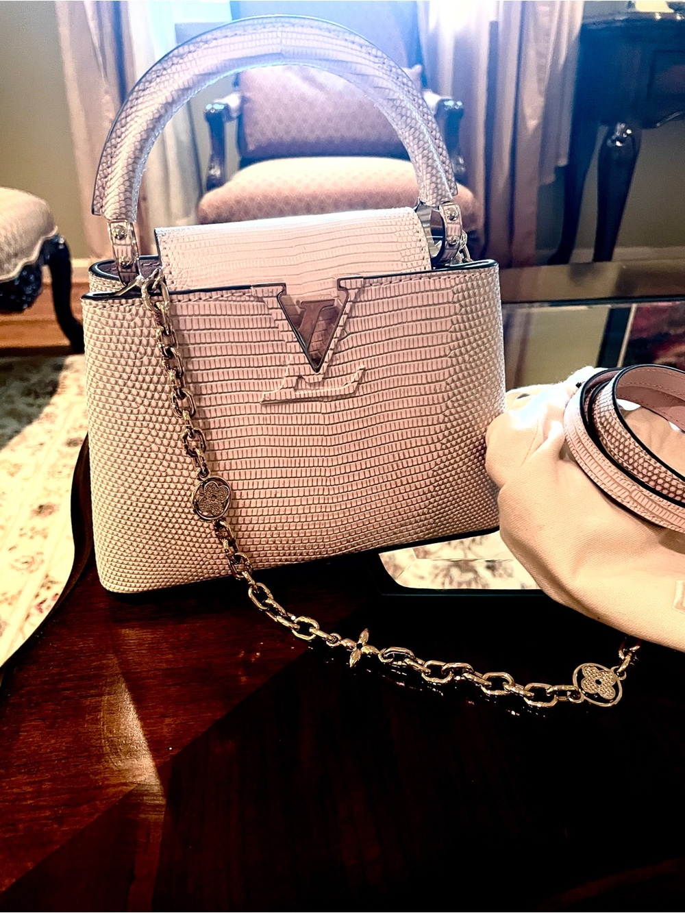 NEW AND RARE Louis Vuitton Capucines Bag in Lizard Skin
